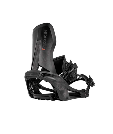 CarbonSupermatic-Black snowboard bindings on a white background