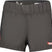 CarbonWomensShorts- Dark gray athletic shorts with an elastic waistband, featuring a white Swix logo on the lower left hem and red side piping details.