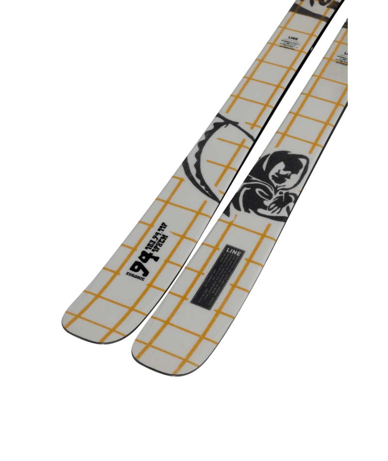 Chronic94- Two skis with a brand logo on a white background