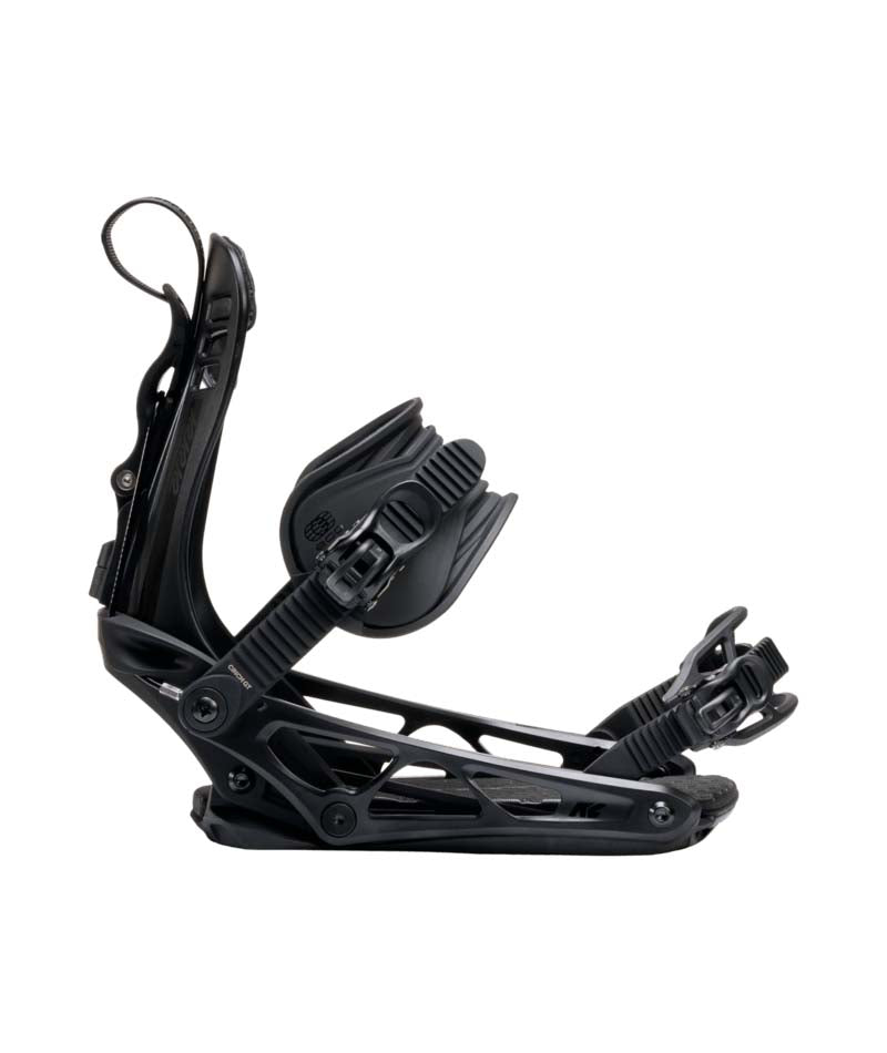 CinchGT- Black snowboard binding on a white background