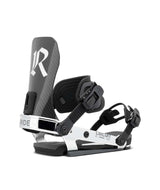 CircuitCarbon- Black and chrome snowboard binding on a white background