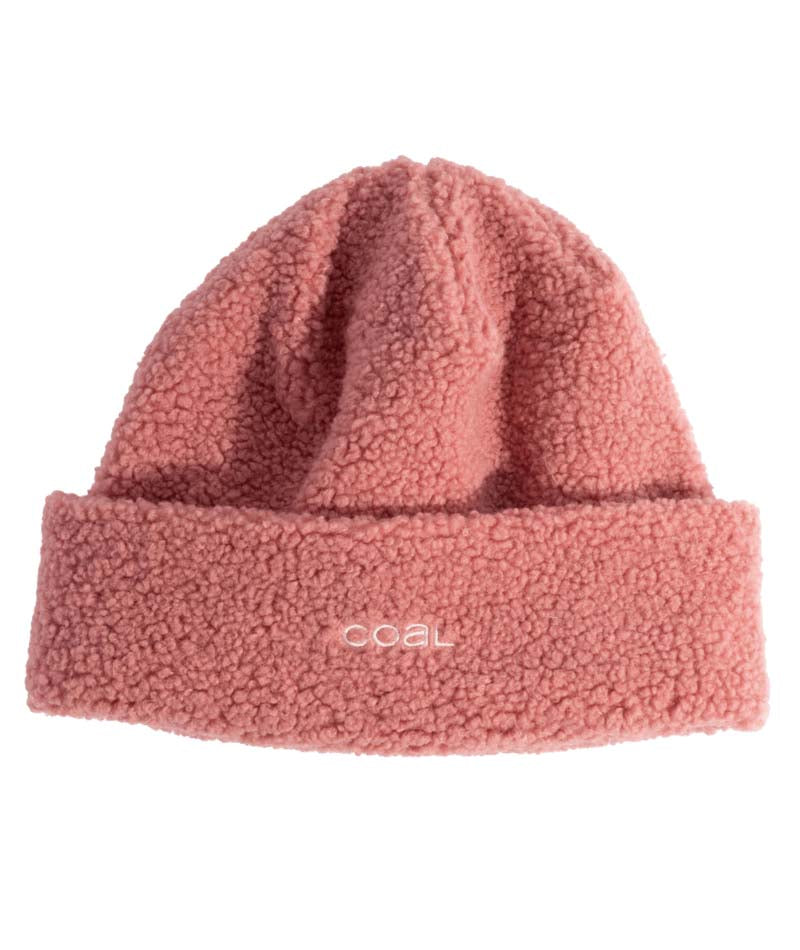 CloudfleeceCuffedBeanie- Pink fleece beanie on a white background