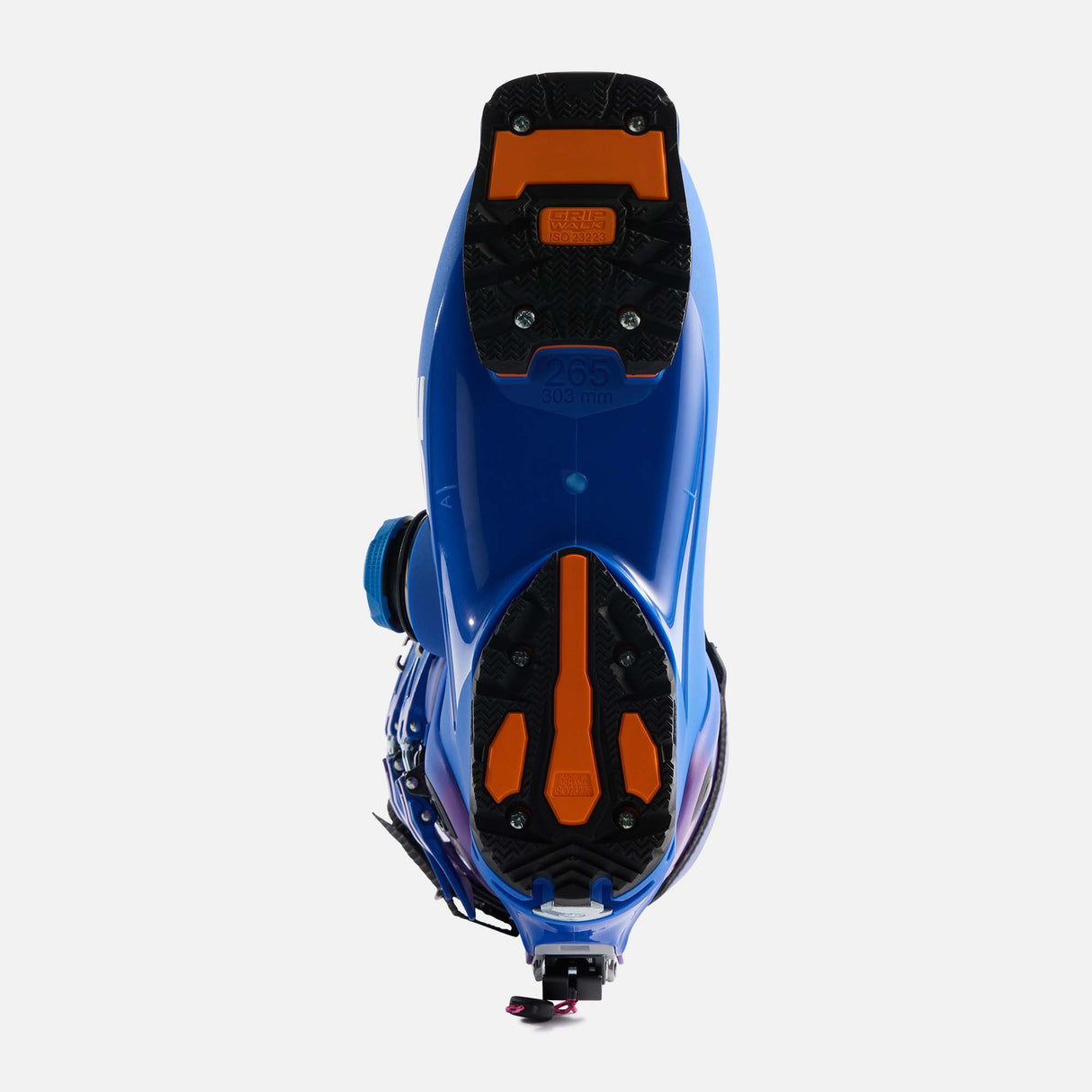 CodeMV130BOA- Dark blue and purple ski boot on a white background