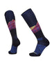 CodyTownsendProSeriesZeroCushionSnowSock-Pair of blue and black socks with colorful pattern on a white background