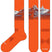 CodyTownsendProSeriesZeroCushionSnowSock-Orange socks with mountain design and 'LE BENT' branding on a white background