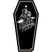 CoffinScraper- Black coffin shaped scraping tool on a white background