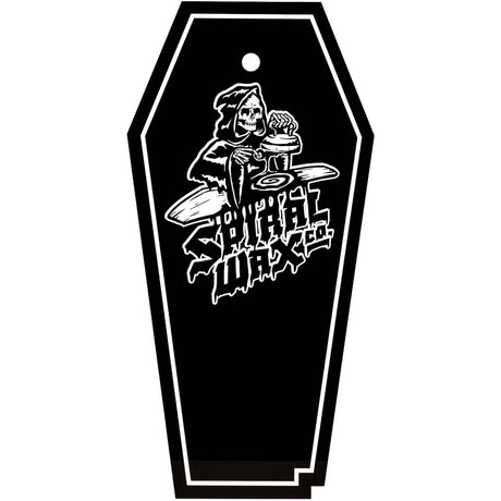 CoffinScraper- Black coffin shaped scraping tool on a white background