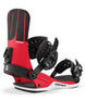 Contact-Black and red snowboard binding with 'Union' branding on a white background