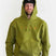 CorpoHoodie-Person wearing a green hoodie with 'LINE' branding on a white background