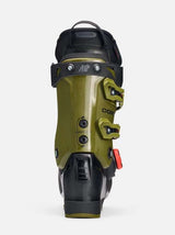 Cortex110BOA-A single ski boot from K2, featuring an olive green and black colorway with a red dial accent on the buckle, set against a plain light gray background.
