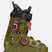 Cortex130ZonalBOA- An olive green ski boot with black straps and red accents on the dial closures, shown from a side profile against a light gray background.