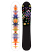 CounterbalanceCamberSnowboard- Two views of a colorful snowboards with abstract designs on a white background