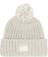 CozyChunkyCabinBeanie-Knitted beanie with pom-pom on a white background