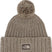 CozyChunkyCabinBeanie-Beige knit beanie with pom-pom and The North Face logo on a white background