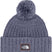 CozyChunkyCabinBeanie-Purple knit beanie with pom-pom and The North Face logo on a white background