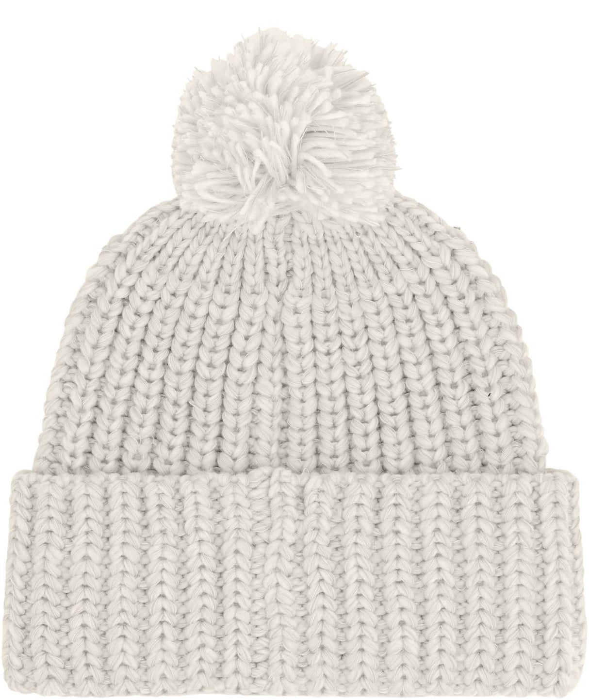 CozyChunkyCabinBeanie-Knitted beanie with pom-pom on a white background