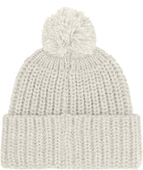 CozyChunkyCabinBeanie-Knitted beanie with pom-pom on a white background