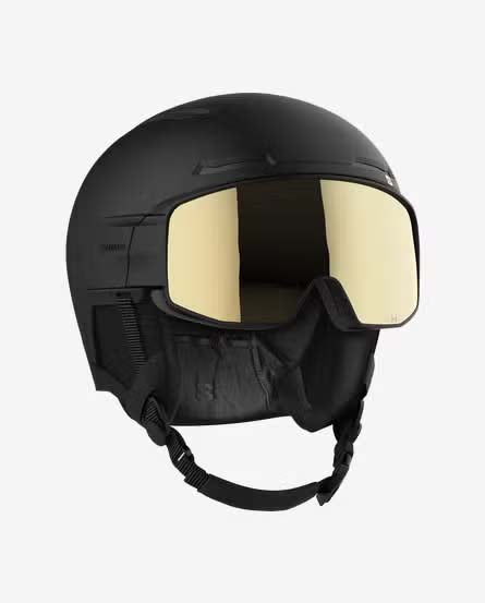 DRIVERPROSIGMAMIPS- Black helmet with a visor on a white background