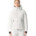 DescenteDownWJacket-Woman wearing a light gray jacket and pants on a white background