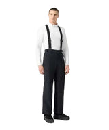 DescenteSmoothInsulatedMPant-Person wearing a white shirt, black suspenders, and black pants on a white background