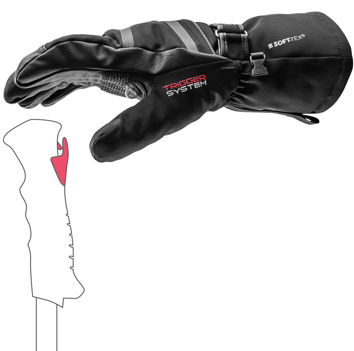 DetectXT3D-Black ski glove on a white background