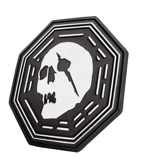 DharmaStompPad-Black and clear stomp pad on a white background