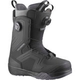 DialogueWide- Black snowboard boot with Salomon branding on a white background