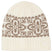 DisaBeanie-White knit beanie with brown geometric pattern on a white background