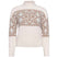 DisaKnit-White sweater with brown geometric pattern on a white background
