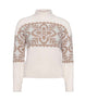 DisaKnit-White sweater with brown geometric pattern on a white background