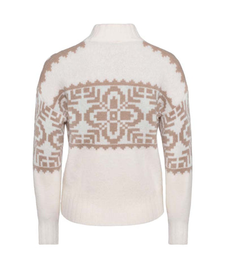 DisaKnit-Cream-colored sweater with a geometric pattern on a white background