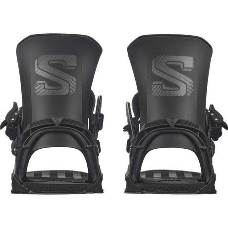 District-Pair of black snowboard bindings on a white background
