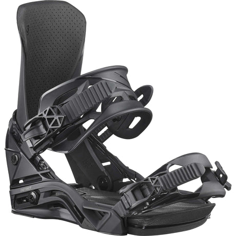 District-Pair of black snowboard bindings on a white background