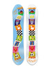 Do-Si-Do- Light blue multi colored snowboard on a white background 