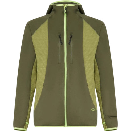 DriftTechFleeceHoodie-Green jacket with a hood on a white background