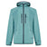 DriftTechFleeceHoodie-Teal jacket with black zippers on a white background