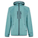 DriftTechFleeceHoodie-Teal jacket with black zippers on a white background