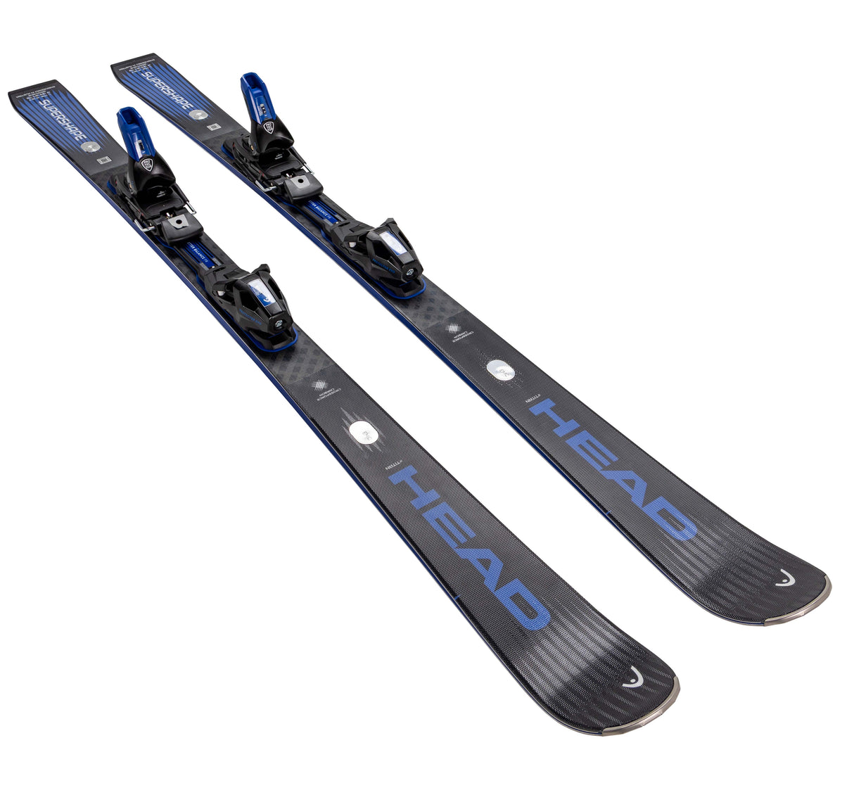 E-Titan_PR13-Pair of Head skis with blue and gray design on a white background