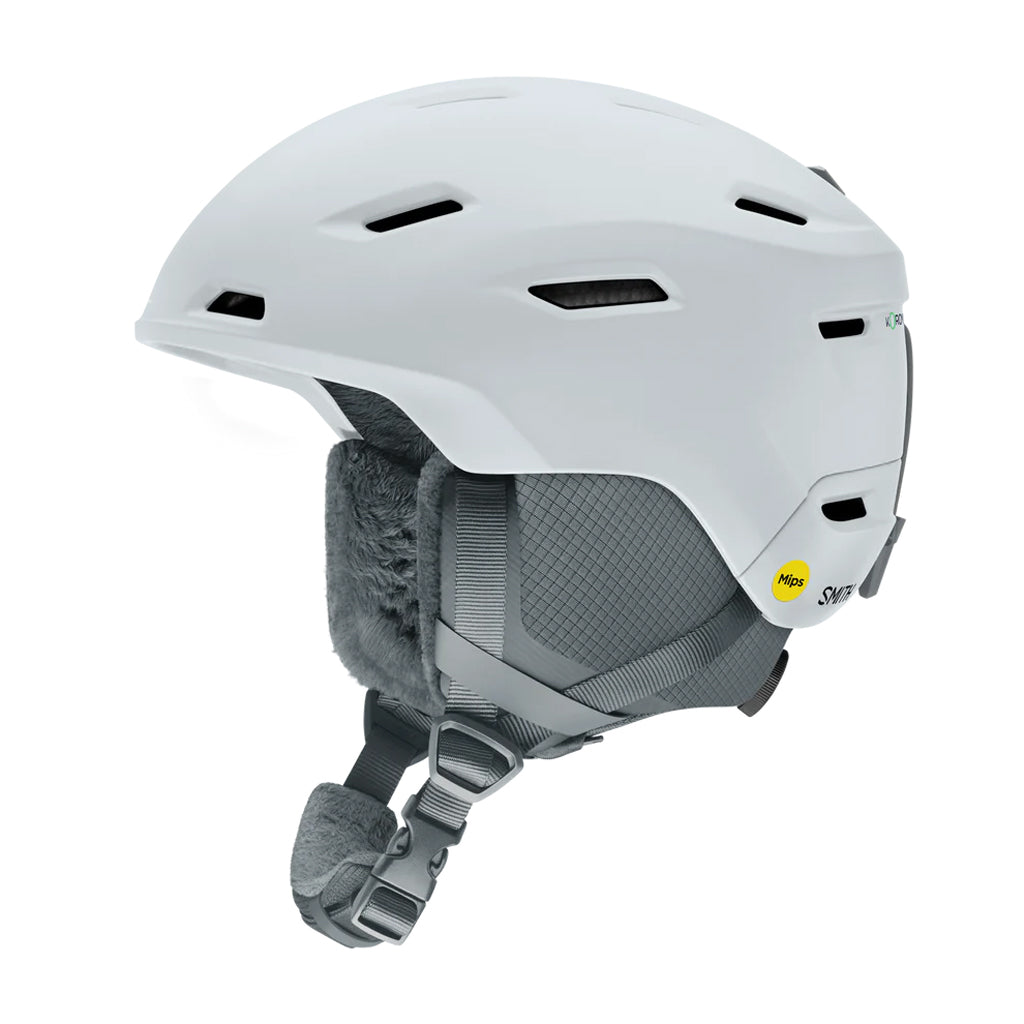DescendMIPSRoundContour-White helmet with a visible brand logo on a white background