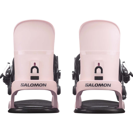 EDB-Pair of pink snowboard bindings on a white background