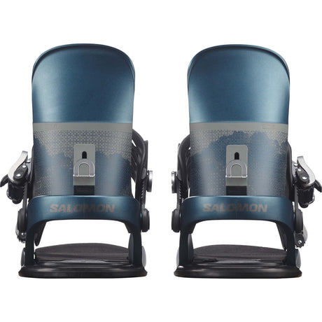 EDB-Pair of blue snowboard bindings on a white background