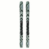 EQST92M11GW-Pair of green and black skis with a brand logo on a white background