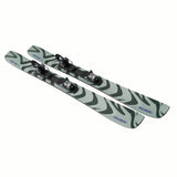 EQST92M11GW-Green and black skis with Salomon branding on a white background