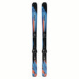 ESTANCE84RMI12GW-Pair of blue and red skis with black bindings on a white background