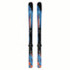 ESTANCE84RMI12GW-Pair of blue and red skis with black bindings on a white background