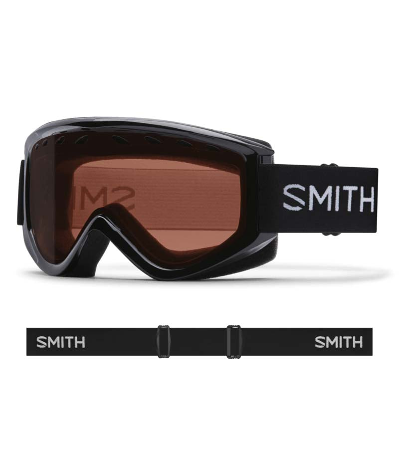 Electra-Smith goggles with black frame and brown lens on a white background
