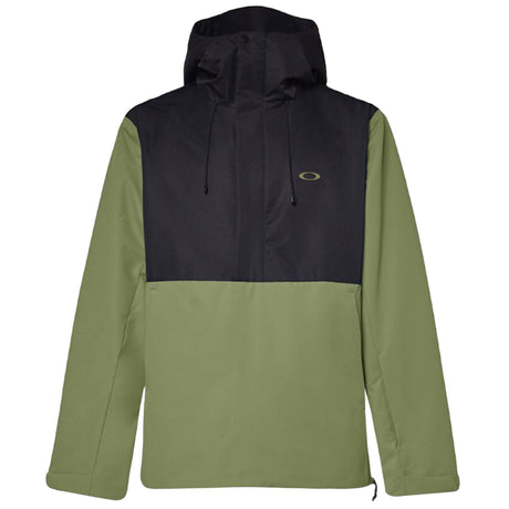 ElkGroveAnorak-Two-tone black and green jacket with a brand logo on a white background