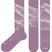 ElyseSaugstadProSeriesZeroCushionSnowSock-Purple socks with mountain design and 'LE BENT' branding on a white background