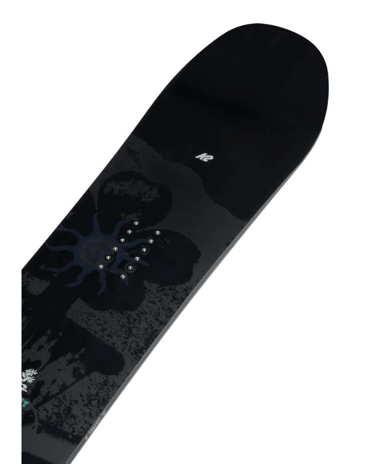 Embassy- Black multicolored snowboard on a white background