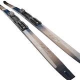EscapeGripJr.- Two skis with cream and blue colors on a white background